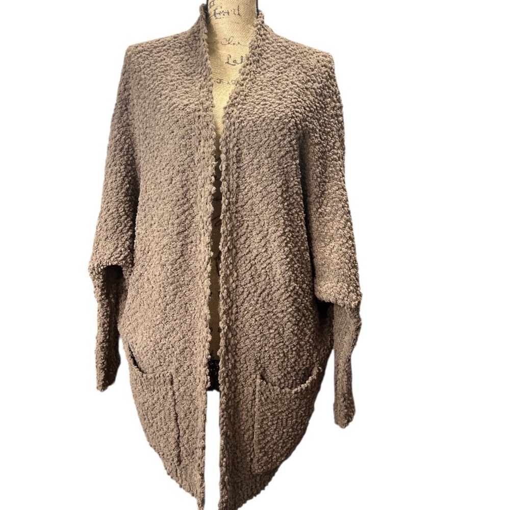 Umgee Textured Brown Open Front Cardigan. EC. Size Large